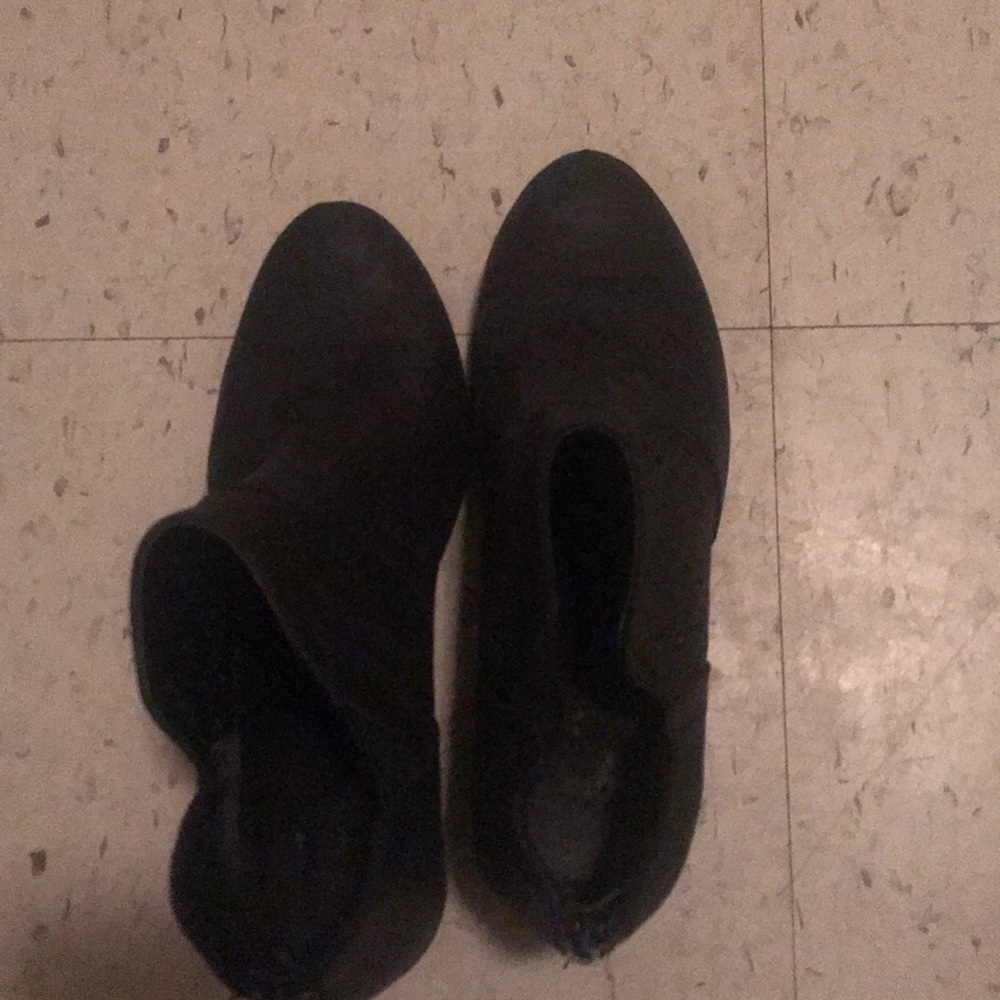 black faux leather booties